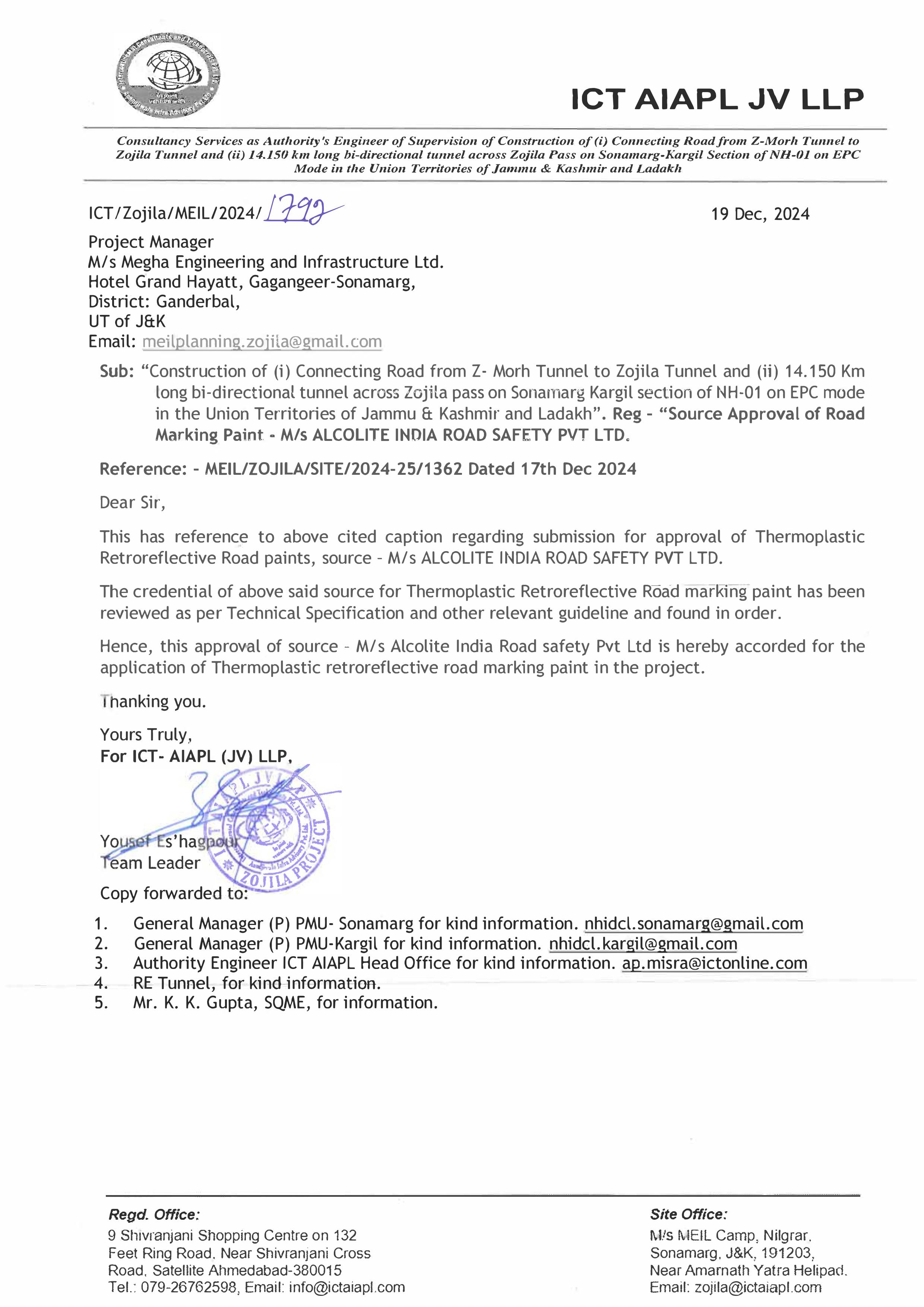 ICT Zojila Source Approval